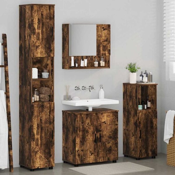 VidaXL Fürdőszoba bútor szett 4 pcs Füstölt tölgy 61 x 35 x 64 cm