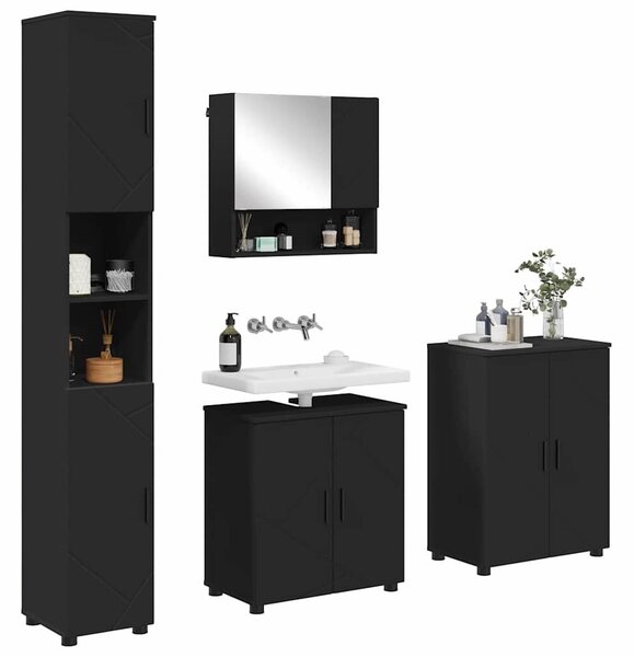 VidaXL Fürdőszoba bútor szett 4 db Fekete 61 x 35 x 64 cm
