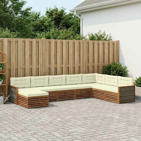 VidaXL Kültéri kanapé szett párnával 8 pcs Természetes és krémszínű