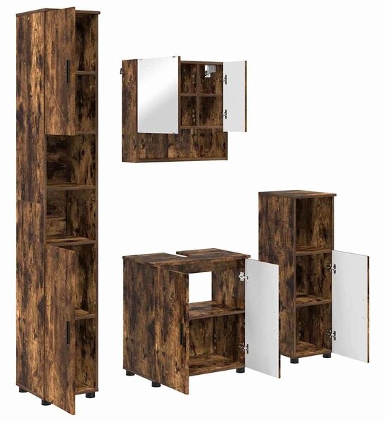 VidaXL Fürdőszoba bútor szett 4 pcs Füstölt tölgy 61 x 35 x 64 cm