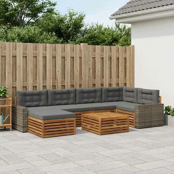 VidaXL Kültéri kanapé szett párnával 7 pcs Természetes és antracit