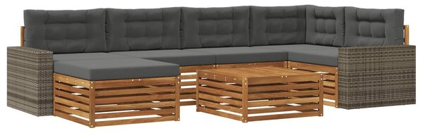 VidaXL Kültéri kanapé szett párnával 7 pcs Természetes és antracit