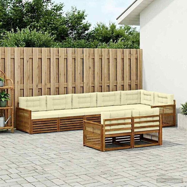 VidaXL Kültéri kanapé szett párnával 8 pcs Természetes és krémszínű