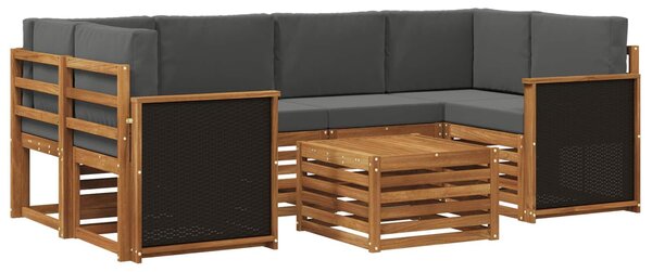 VidaXL Kültéri kanapé szett 7 pcs Természetes és antracit Tömör Akácfa