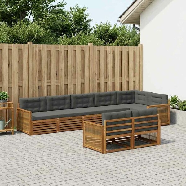 VidaXL Kültéri kanapé szett párnával 8 pcs Természetes és antracit
