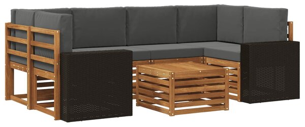 VidaXL Kültéri kanapé szett 7 pcs Természetes és antracit Tömör Akácfa