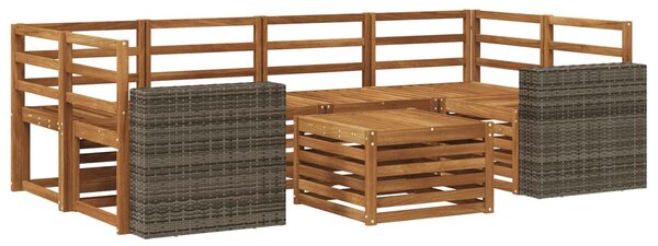 VidaXL Kültéri kanapé szett 7 pcs Természetes Tömör Akácfa