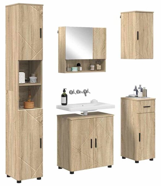 VidaXL Fürdőszoba bútor szett 5 pcs sonoma tölgy 61 x 35 x 64 cm
