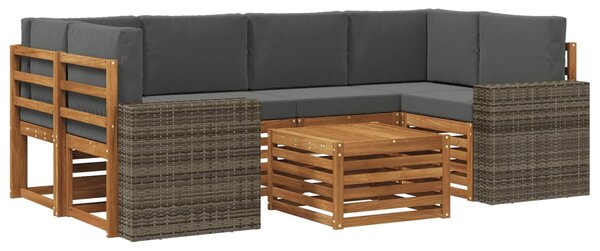 VidaXL Kültéri kanapé szett 7 pcs Természetes és antracit Tömör Akácfa