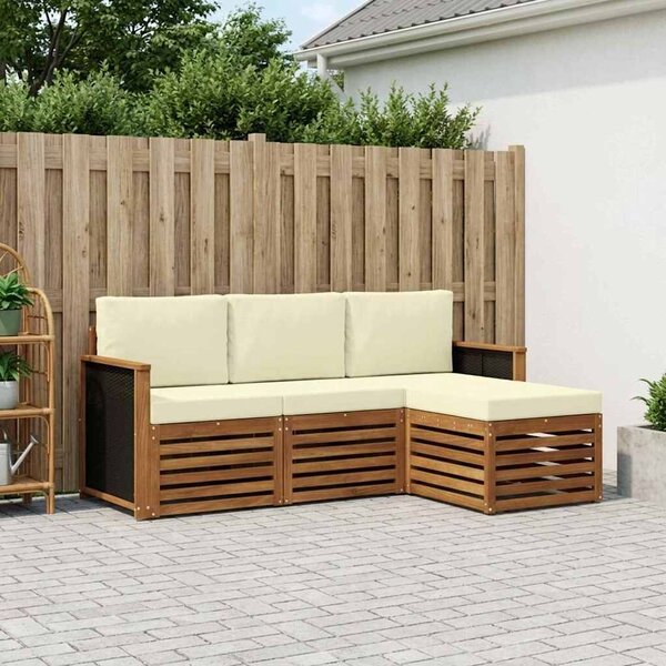VidaXL Kültéri kanapé szett párnával 4 pcs Természetes és krémszínű