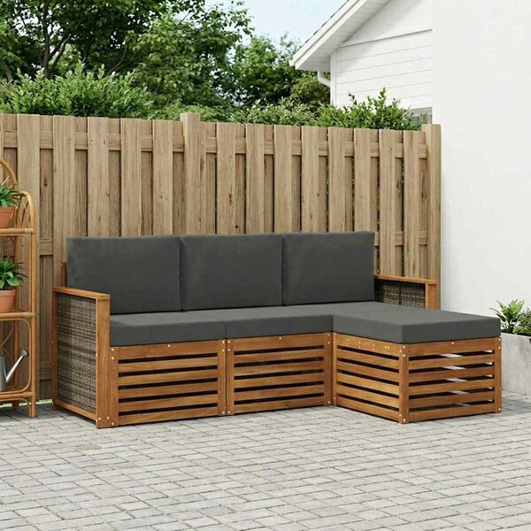 VidaXL Kültéri kanapé szett párnával 4 pcs Természetes és antracit