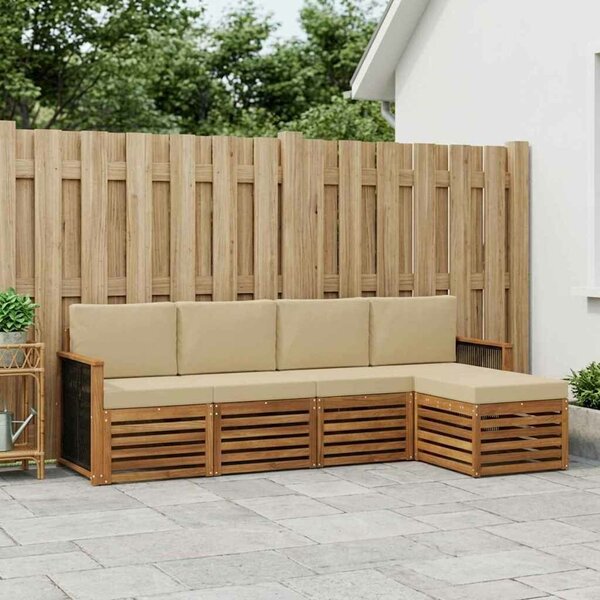 VidaXL Kültéri kanapé szett párnával 5 pcs Természetes és bézs