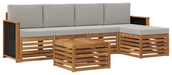 VidaXL Kültéri kanapé szett 6 pcs Természetes és Világosszürke