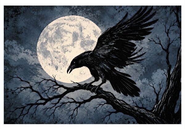 Kép holló holdfényben