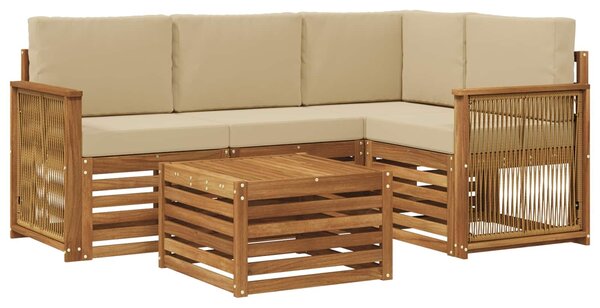 VidaXL Kültéri kanapé szett 5 pcs Természetes és bézs 59 x 59 x 37 cm