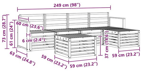 VidaXL Kültéri kanapé szett 6 pcs Természetes