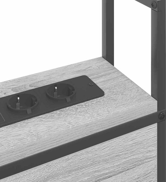 VidaXL Tárolós Fejtámla Töltő Állomással Szürke sonoma 180 cm Faanyag