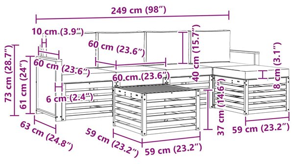 VidaXL Kültéri kanapé szett párnával 6 pcs Természetes és bézs