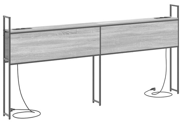 VidaXL Tárolós Fejtámla Töltő Állomással Szürke sonoma 180 cm Faanyag