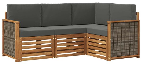 VidaXL Ülőgarnitúrák párnával 4 pcs Tömör Akácfa