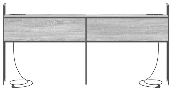 VidaXL Tárolós Fejtámla Töltő Állomással Szürke sonoma 180 cm Faanyag
