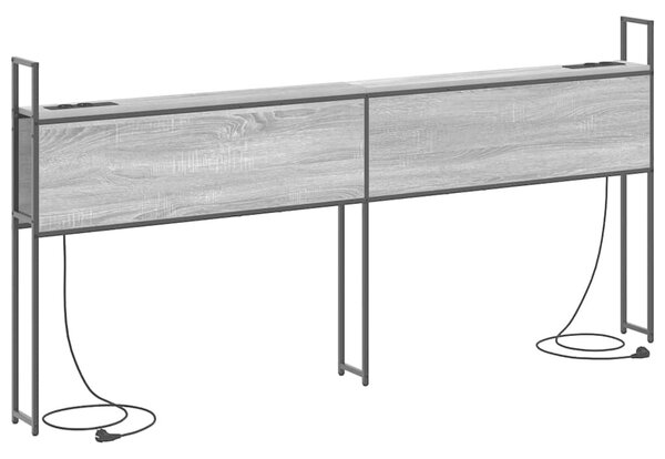 VidaXL Tárolós Fejtámla Töltő Állomással Szürke sonoma 180 cm Faanyag