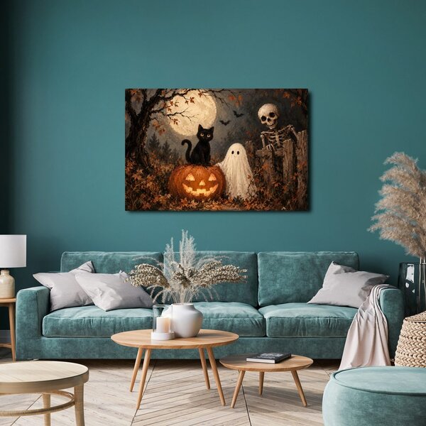 Kép halloweeni macska tökkel