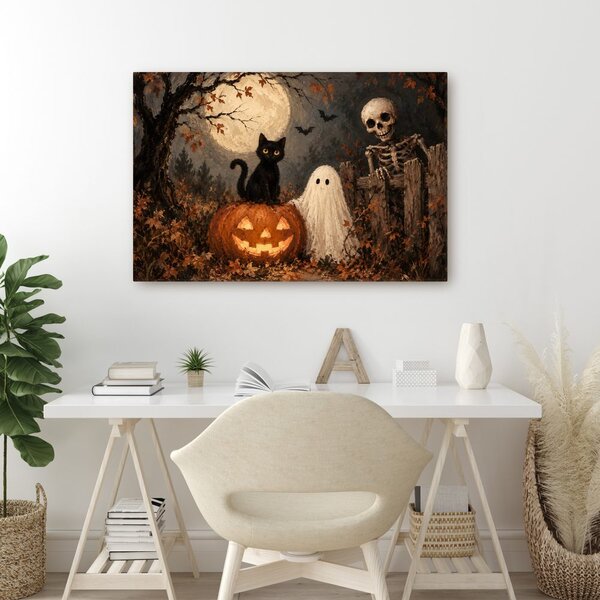 Kép halloweeni macska tökkel