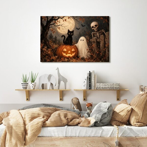 Kép halloweeni macska tökkel