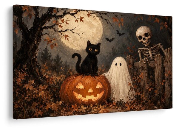 Kép halloweeni macska tökkel