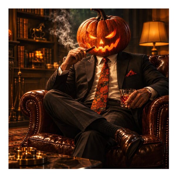 Kép halloweeni elegáns úriember szivarral