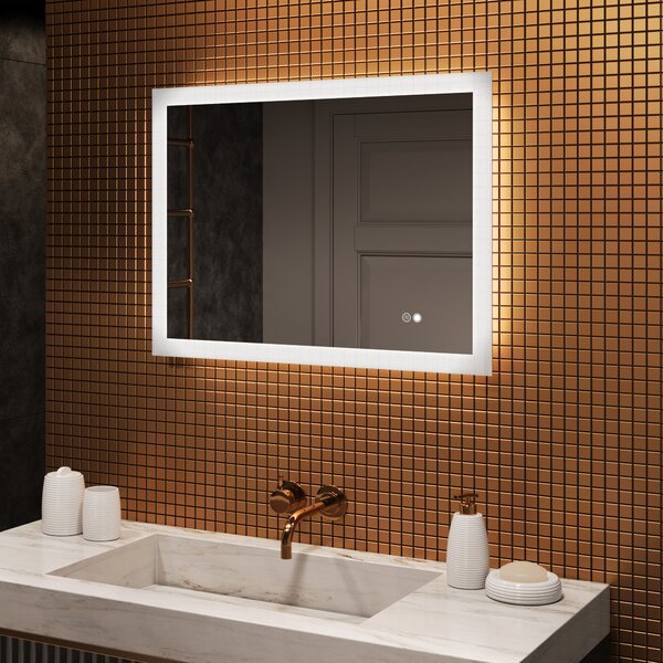 Téglalap alakú LED fürdőszobai tükör 80x60 cm - Dual color, Érintőkapcsoló, Tükörpárátlanító Fűtőfólia