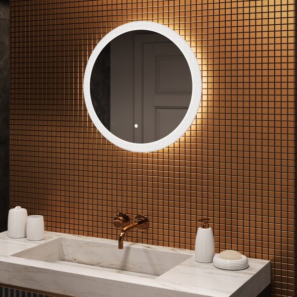 Kerek LED világítással ellátott fürdőszobai tükör 60 cm - Dual color, Érintőkapcsoló