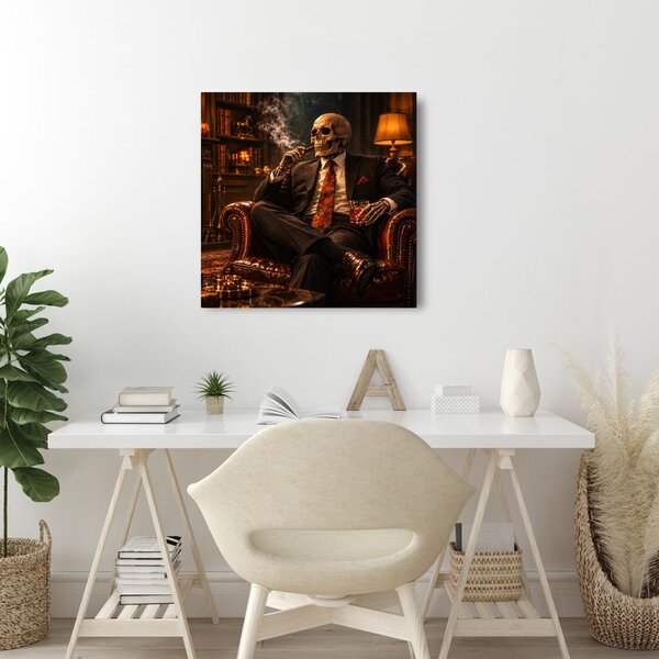 Kép elegáns csontváz a kandallónál