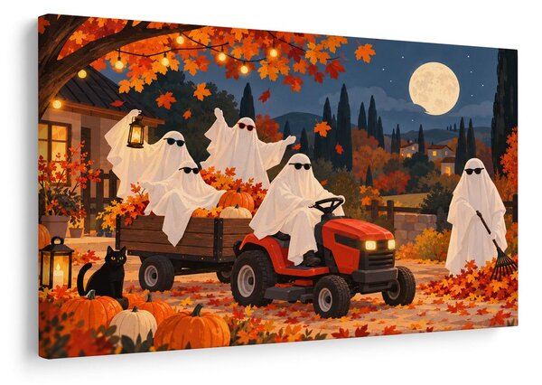 Kép halloweeni szellemek traktoron