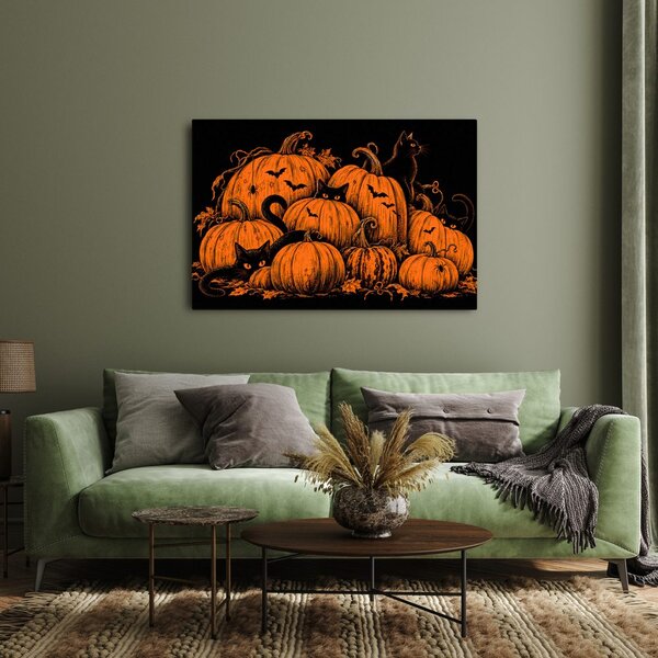 Kép halloween-i tökök fekete macskákkal
