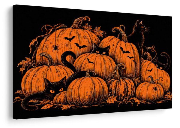 Kép halloween-i tökök fekete macskákkal