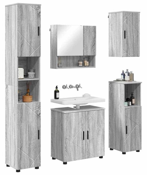 VidaXL Fürdőszoba bútor szett 5 pcs Szürke sonoma 61 x 35 x 64 cm
