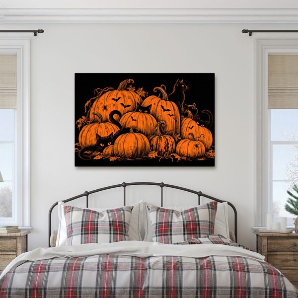 Kép halloween-i tökök fekete macskákkal