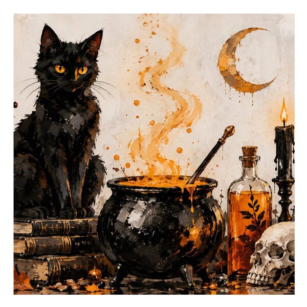 Kép titokzatos macska az üstnél
