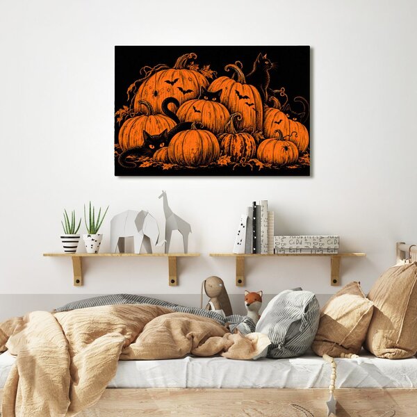 Kép halloween-i tökök fekete macskákkal