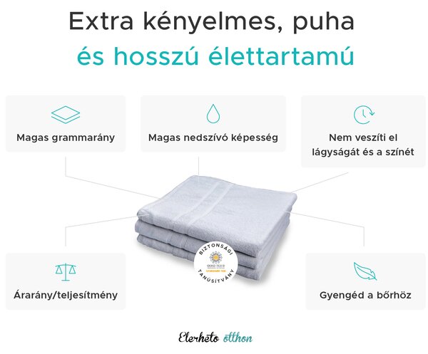 Deluxe fehér szállodai fürdőlepedő 100x200 cm, 100% pamut