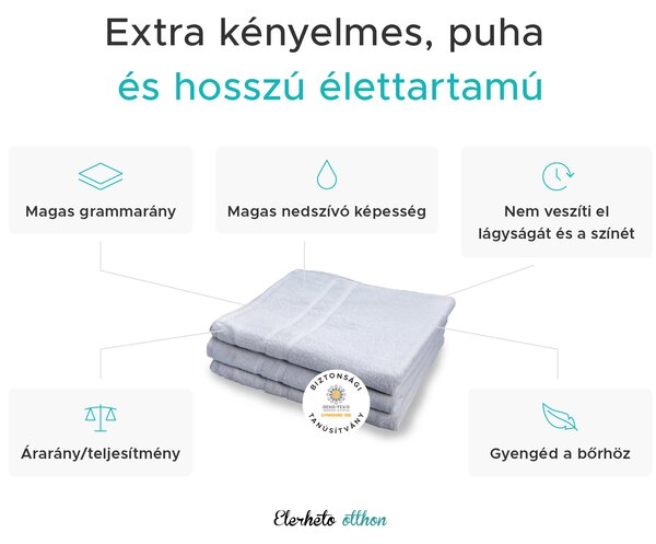 Deluxe fehér szállodai fürdőlepedő 100x150 cm, 100% pamut