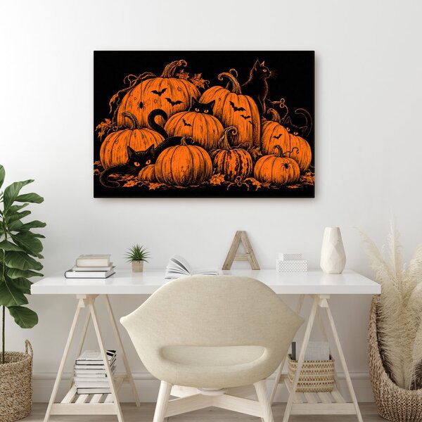 Kép halloween-i tökök fekete macskákkal