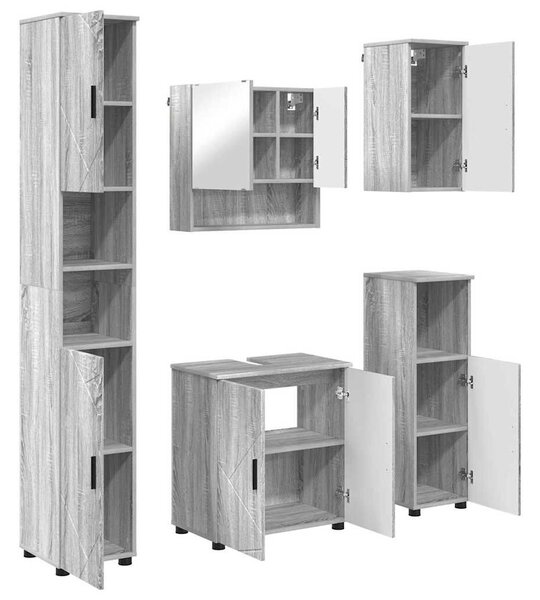 VidaXL Fürdőszoba bútor szett 5 pcs Szürke sonoma 61 x 35 x 64 cm