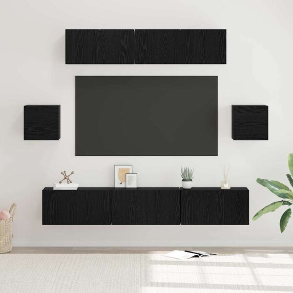VidaXL TV szekrény garnitúra 7 pcs Fekete tölgy Faanyag