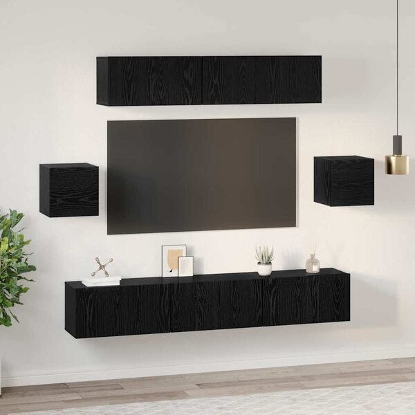 VidaXL TV szekrény garnitúra 7 pcs Fekete tölgy Faanyag