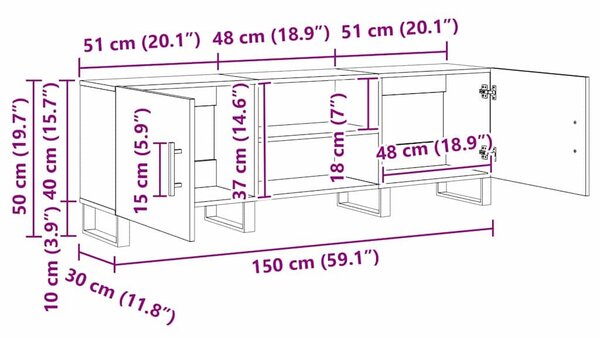 VidaXL TV szekrény 150 x 30 x 50 cm Faanyag