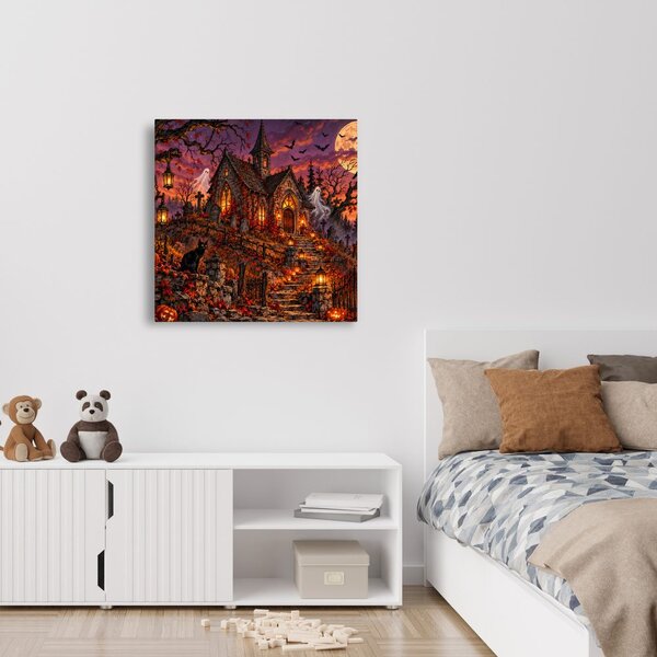 Kép halloweeni temető a kápolnánál
