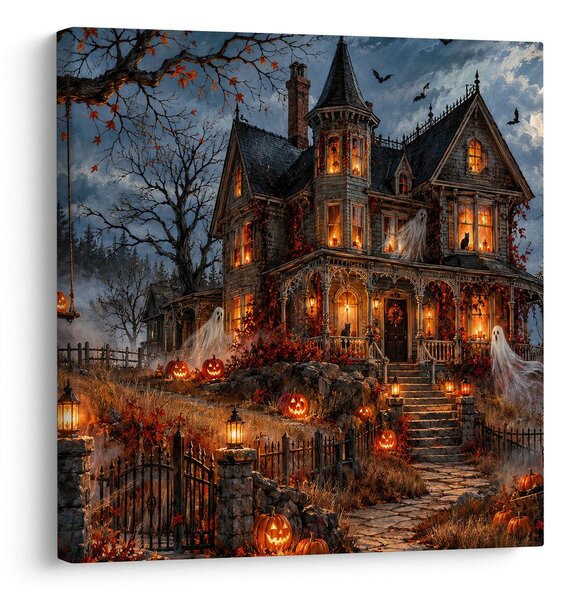 Kép halloweeni ház szellemekkel